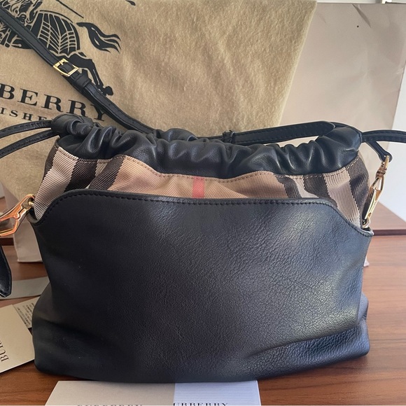 HOST PICK⭐️Authentic Burberry Crossbody Leather & House Check Bag 🤎🖤New as✨ - Picture 8 of 16
